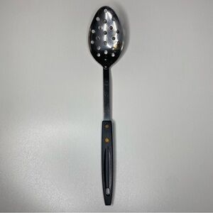Vintage Stainless Steel USA Slotted Hole Spoon with Black Handle